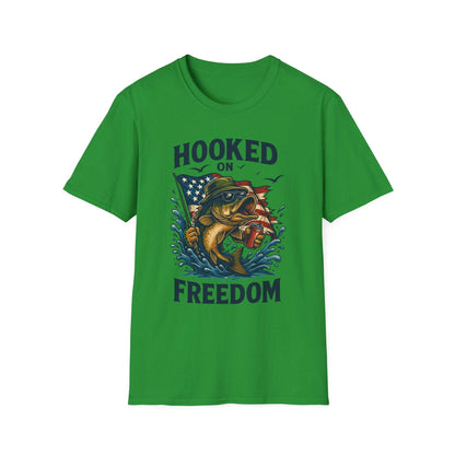 Fishing Freedom T-Shirt – Hooked on Freedom Patriotic Tee | Outdoor Gift for Anglers