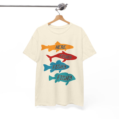 Men's Fishing Fun Heavy Cotton Tee - Perfect Gift for Fishermen, Casual Outdoor Wear, Summer Fishing Apparel