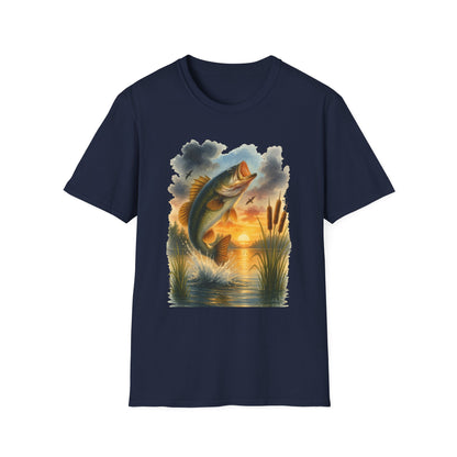 Vintage Sunset Fishing T-Shirt – Unisex Soft Tee for Anglers & Outdoor Lovers