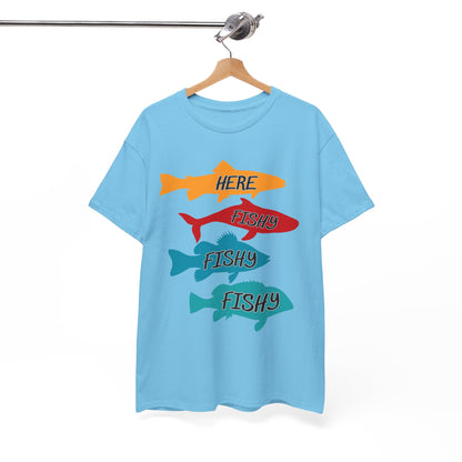 Men's Fishing Fun Heavy Cotton Tee - Perfect Gift for Fishermen, Casual Outdoor Wear, Summer Fishing Apparel