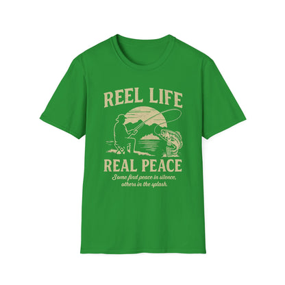 Reel Life, Real Peace – Fishing T-Shirt - Unisex Cotton Tee for Fishing Lovers & Outdoor Adventures