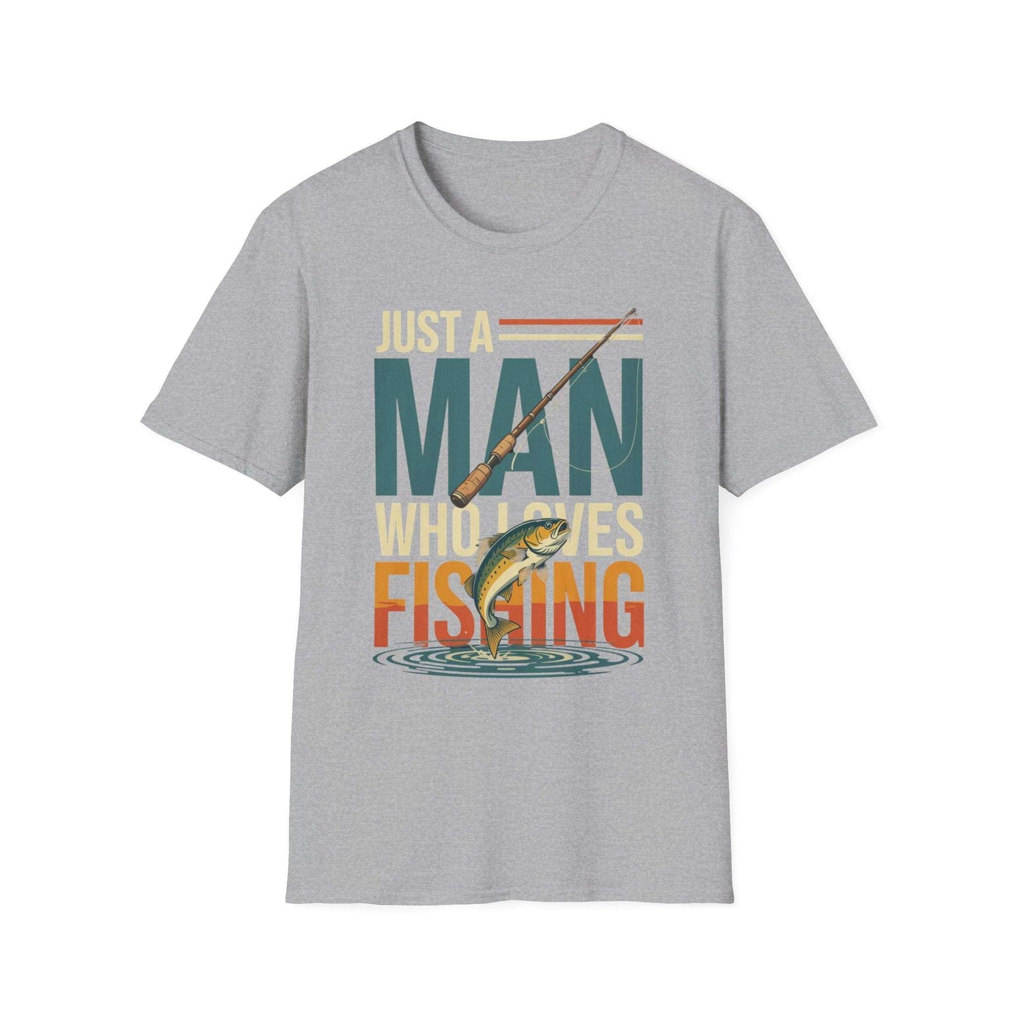 Just a Man Who Loves Fishing T-Shirt – Perfect Gift for Dad | Outdoor Adventure & Weekend Wear