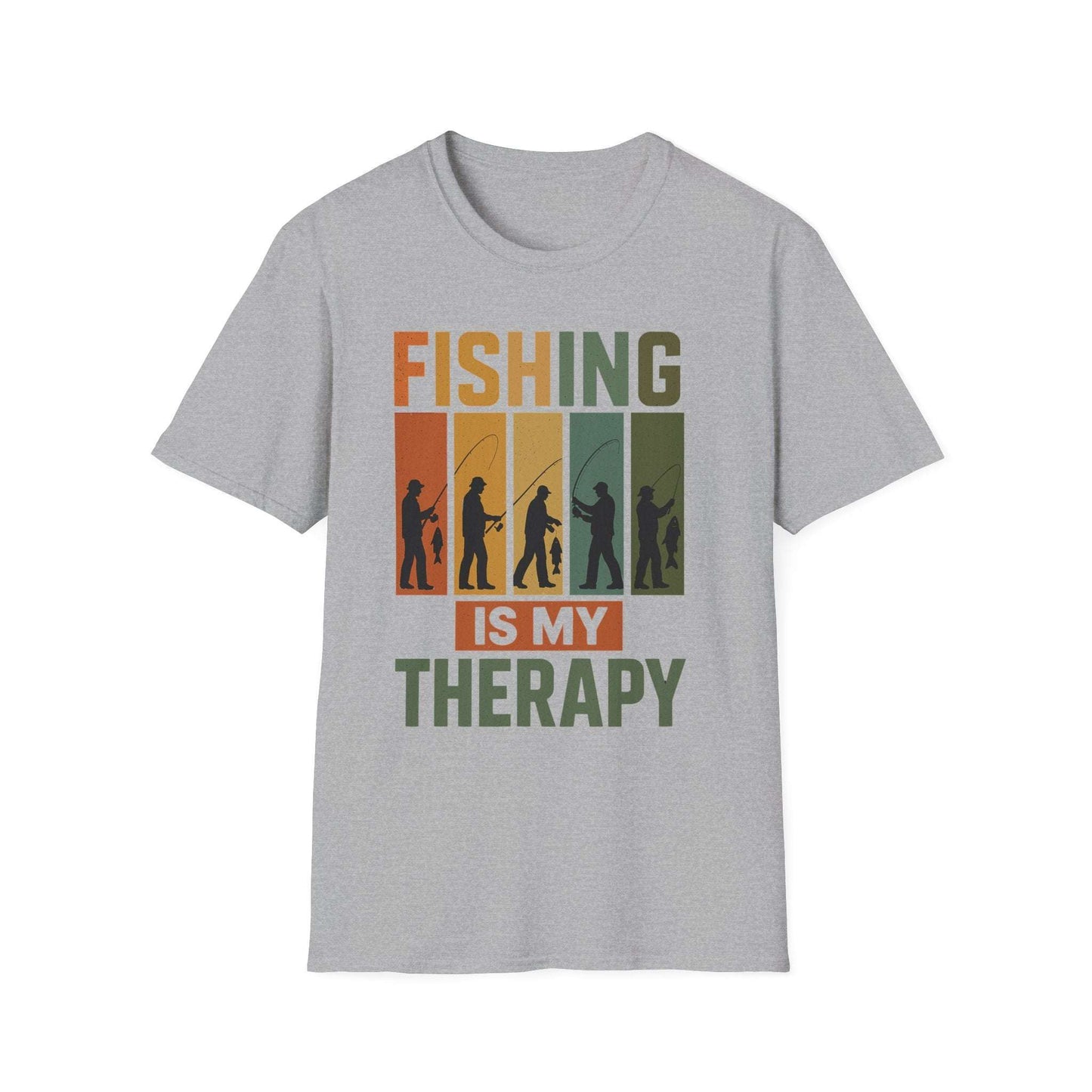 Fishing Is My Therapy T-Shirt – Funny Retro Fishing Shirt for Men, Gift for Fishermen, Outdoor Adventure Tee