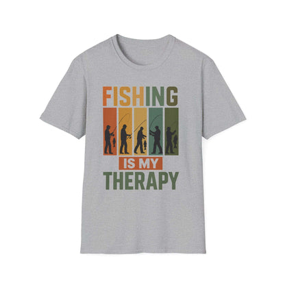 Fishing Is My Therapy T-Shirt – Funny Retro Fishing Shirt for Men, Gift for Fishermen, Outdoor Adventure Tee
