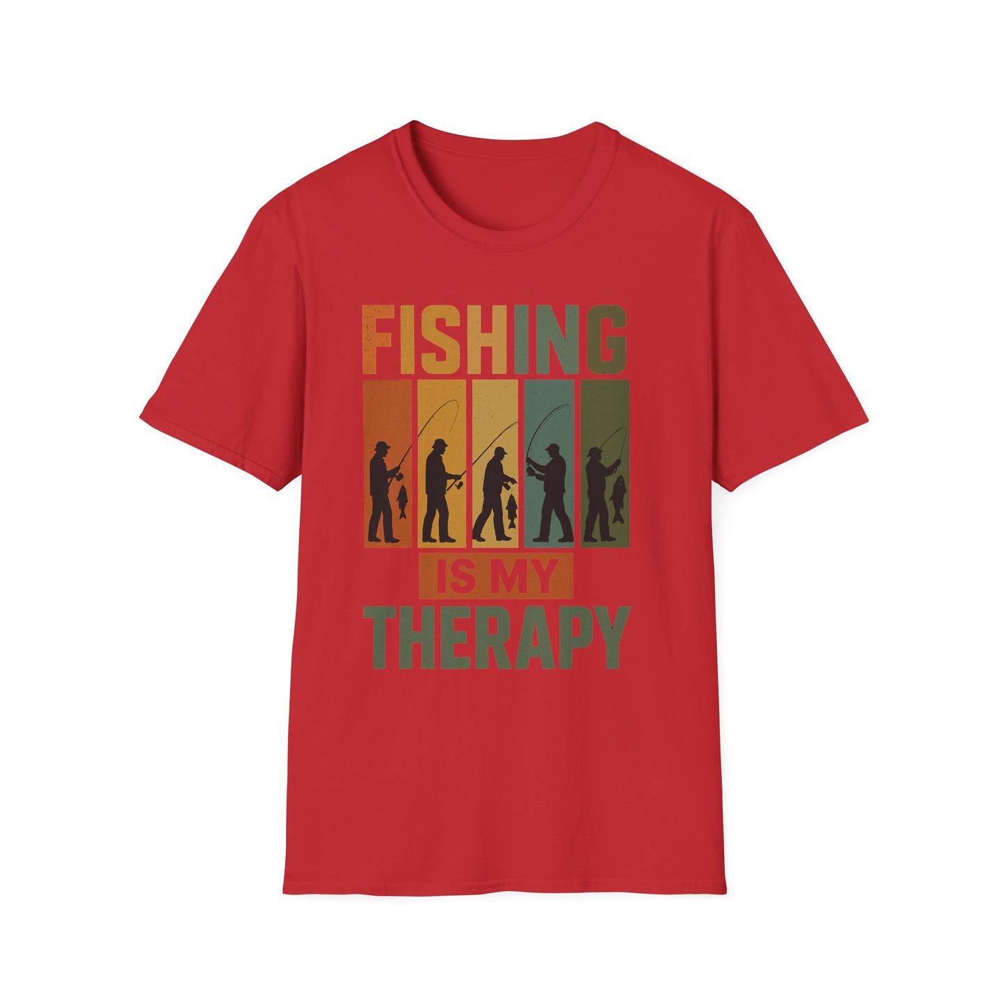Fishing Is My Therapy T-Shirt – Funny Retro Fishing Shirt for Men, Gift for Fishermen, Outdoor Adventure Tee