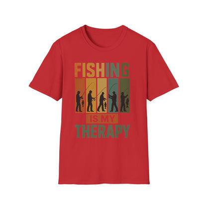 Fishing Is My Therapy T-Shirt – Funny Retro Fishing Shirt for Men, Gift for Fishermen, Outdoor Adventure Tee