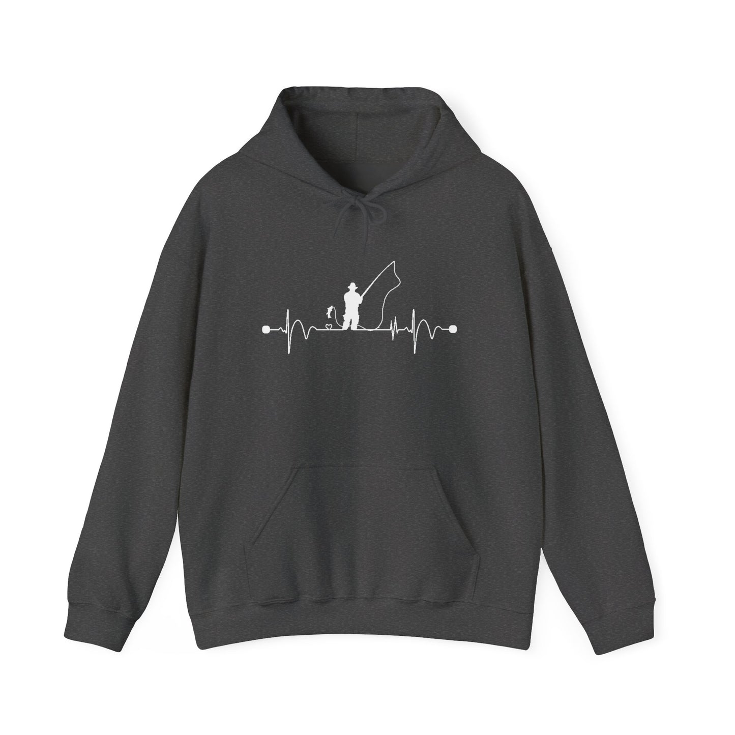 Men’s Fishing Heartbeat Hoodie – Cozy Gift for Anglers & Outdoor Lovers