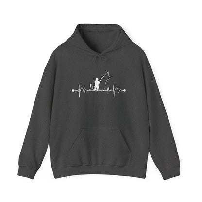 Men’s Fishing Heartbeat Hoodie – Cozy Gift for Anglers & Outdoor Lovers