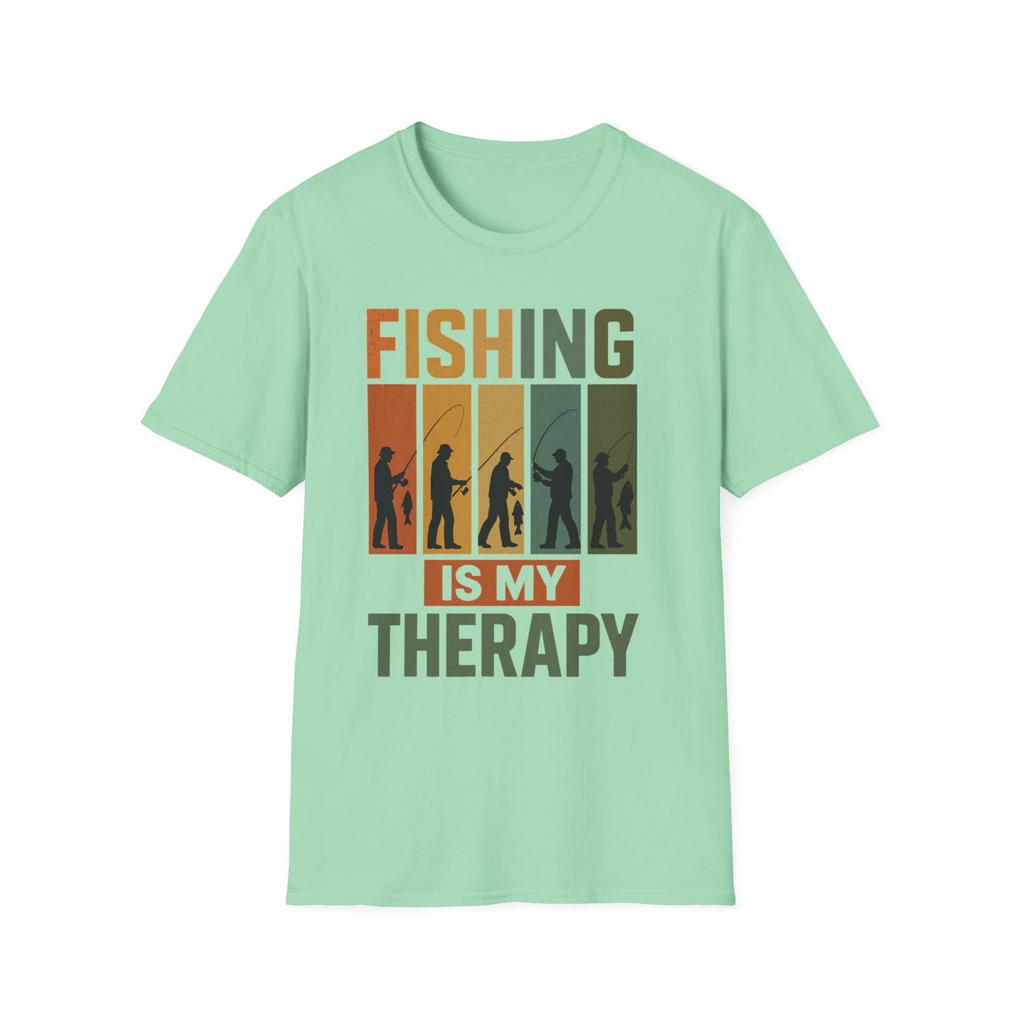 Fishing Is My Therapy T-Shirt – Funny Retro Fishing Shirt for Men, Gift for Fishermen, Outdoor Adventure Tee