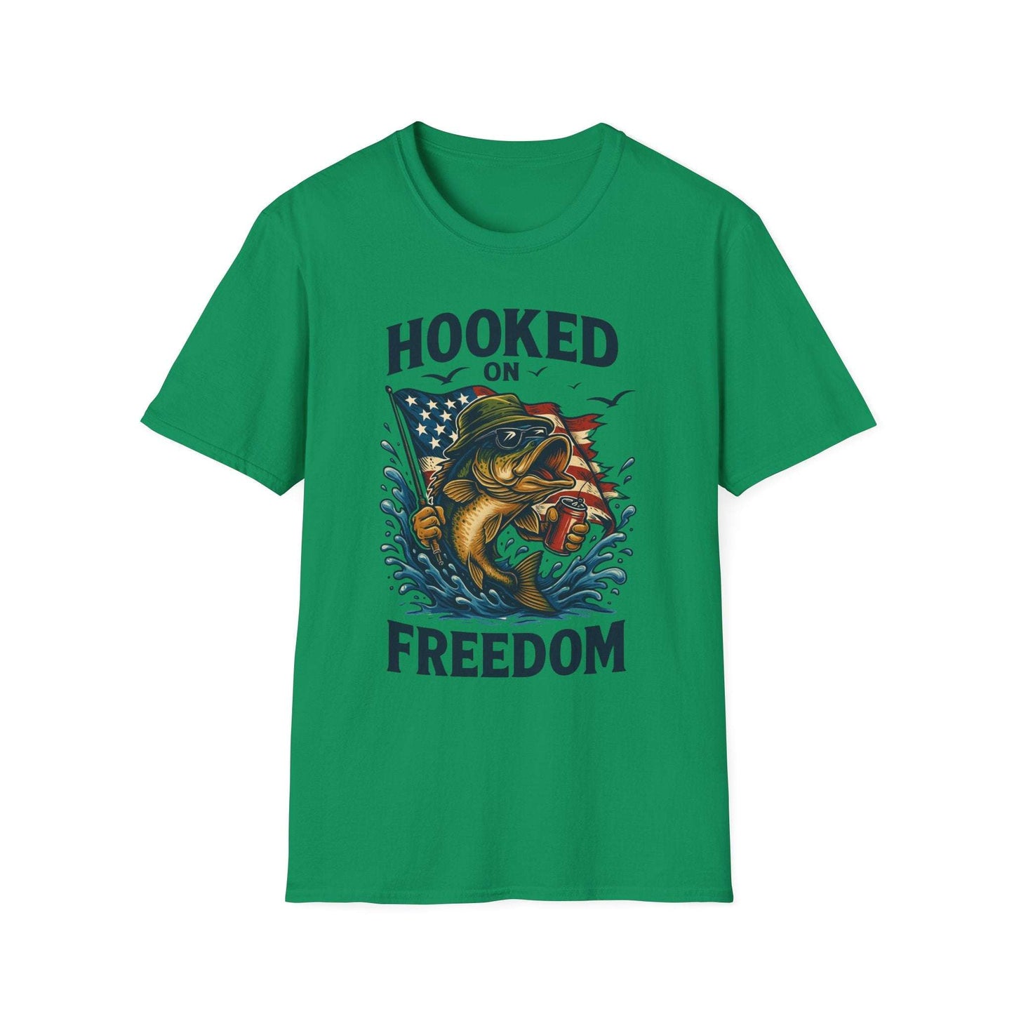 Fishing Freedom T-Shirt – Hooked on Freedom Patriotic Tee | Outdoor Gift for Anglers