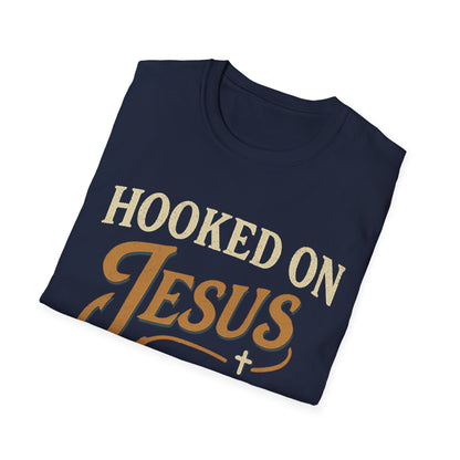 Hooked on Jesus Christian T-Shirt – Faith Unisex Tee, Religious Gift, Church Casual Wear