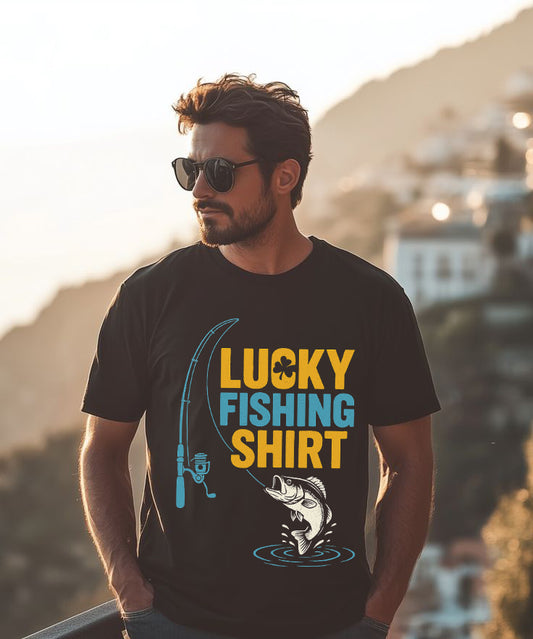 Lucky Fishing T-Shirt – Unisex Soft Tee for Anglers & Fish Lovers – Birthday or Outdoor Gift