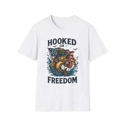 Fishing Freedom T-Shirt – Hooked on Freedom Patriotic Tee | Outdoor Gift for Anglers