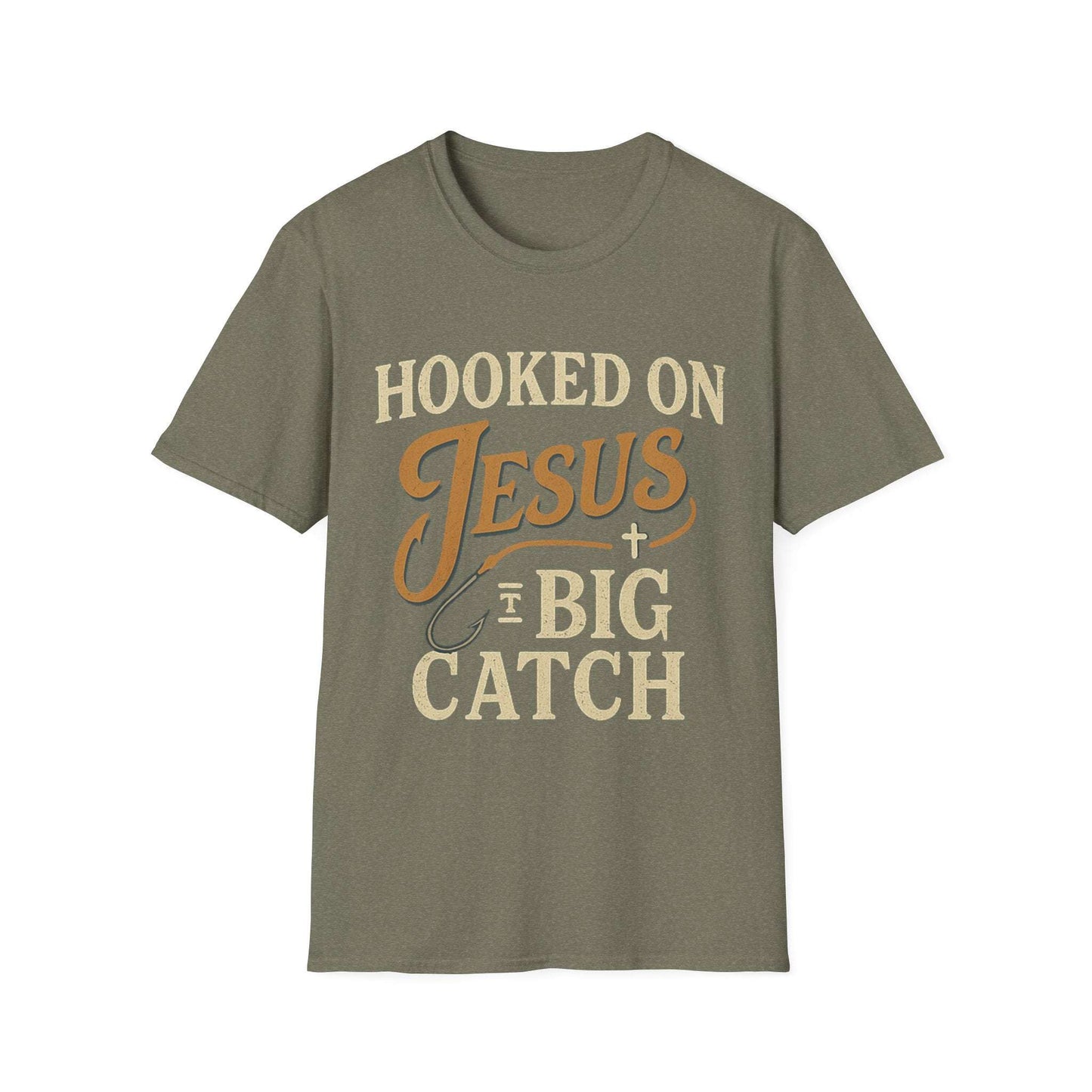 Hooked on Jesus Christian T-Shirt – Faith Unisex Tee, Religious Gift, Church Casual Wear