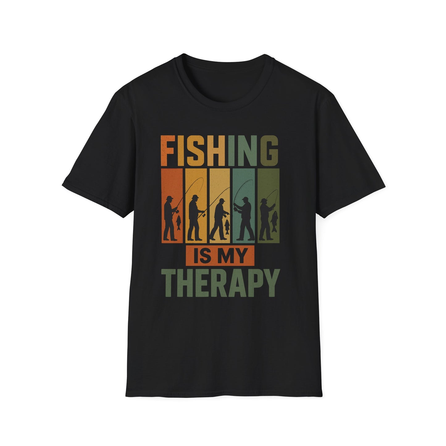 Fishing Is My Therapy T-Shirt – Funny Retro Fishing Shirt for Men, Gift for Fishermen, Outdoor Adventure Tee