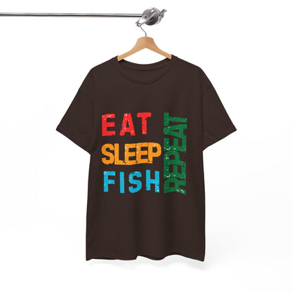 Eat. Sleep. Fish. Repeat - Funny Fishing T-Shirt for Men, Casual Tee for Dads, Husbands & Anglers