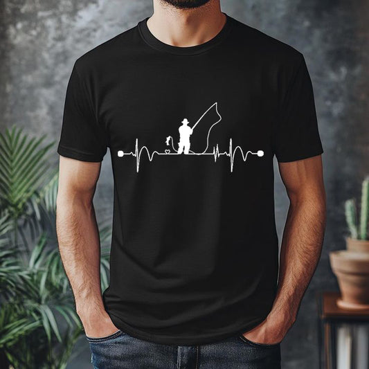 Fishing Heartbeat T-Shirt – Unisex Outdoor Tee & Gift for Nature Lovers or Dad