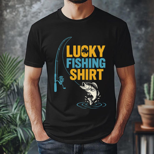 Lucky Fishing T-Shirt – Unisex Soft Tee for Anglers & Fish Lovers – Birthday or Outdoor Gift