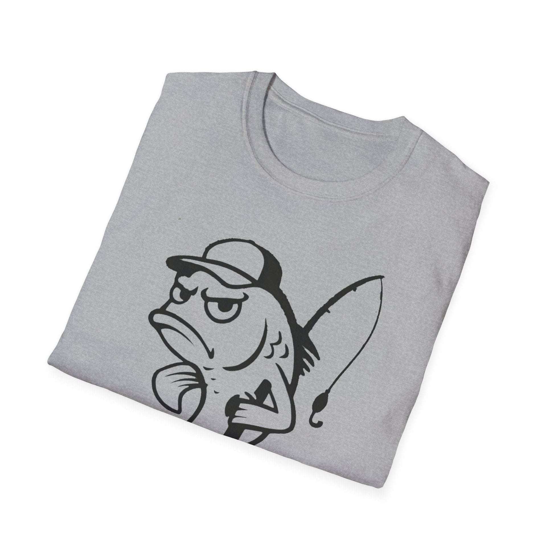 Cranky Fish Graphic T-Shirt – Funny Angry Bass Fishing Tee for Men