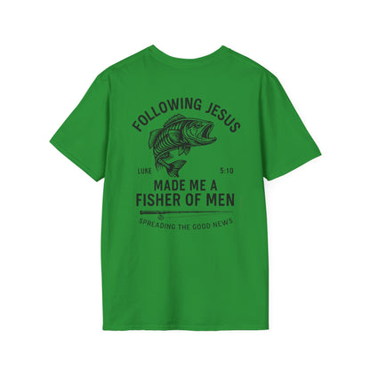 Fisher of Men T-Shirt – Christian Unisex Tee with Bible Verse | Faith-Based Gift for Anglers