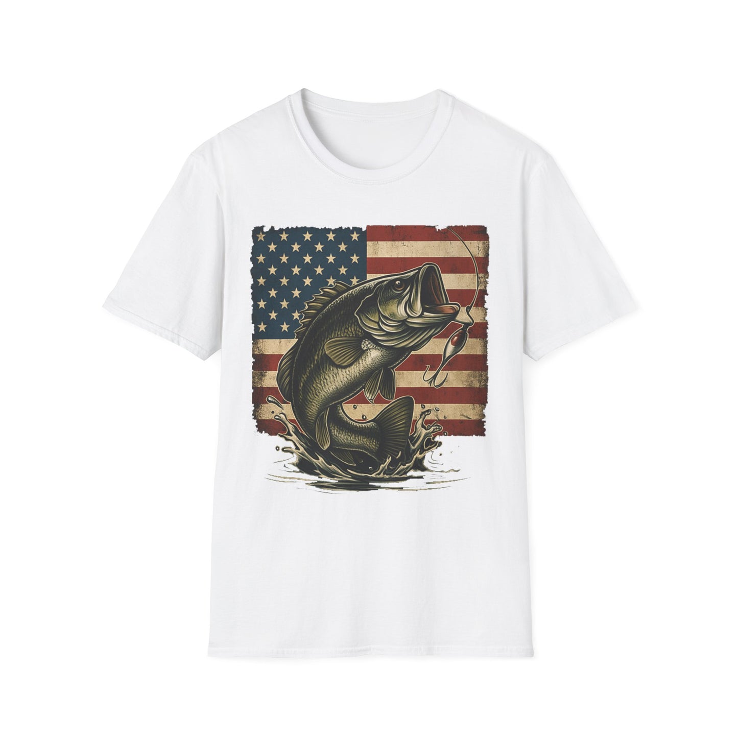 American Flag Fishing T-Shirt – Patriotic Bass Tee for Men & Women
