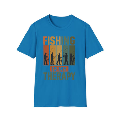 Fishing Is My Therapy T-Shirt – Funny Retro Fishing Shirt for Men, Gift for Fishermen, Outdoor Adventure Tee