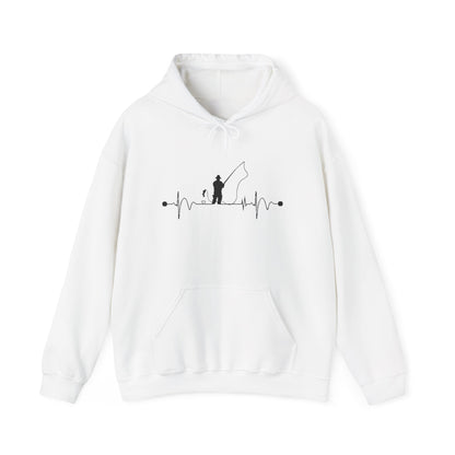 Men’s Fishing Heartbeat Hoodie – Cozy Gift for Anglers & Outdoor Lovers