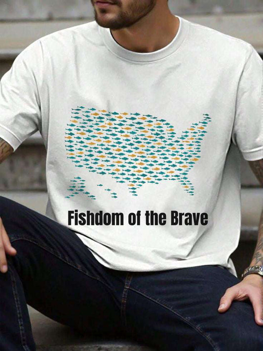 Fishdom of the Brave – Patriotic Fishing T-Shirt for Men | USA Flag Tee Gift
