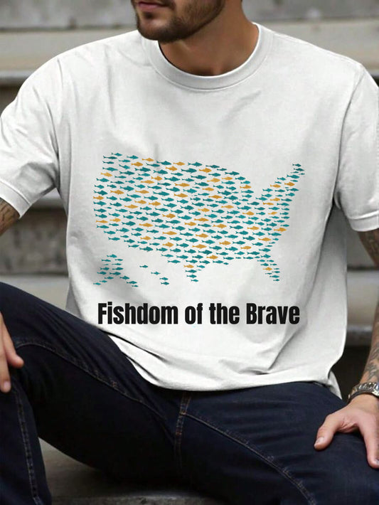 Fishdom of the Brave – Patriotic Fishing T-Shirt for Men | USA Flag Tee Gift