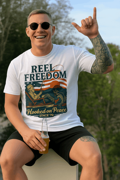 Reel Freedom Fishing Tee – Hooked on Peace