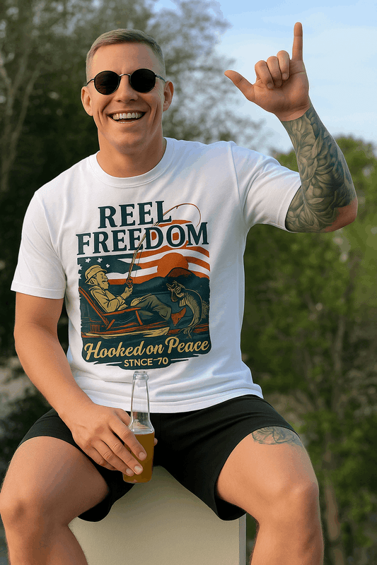 Reel Freedom Fishing Tee – Hooked on Peace