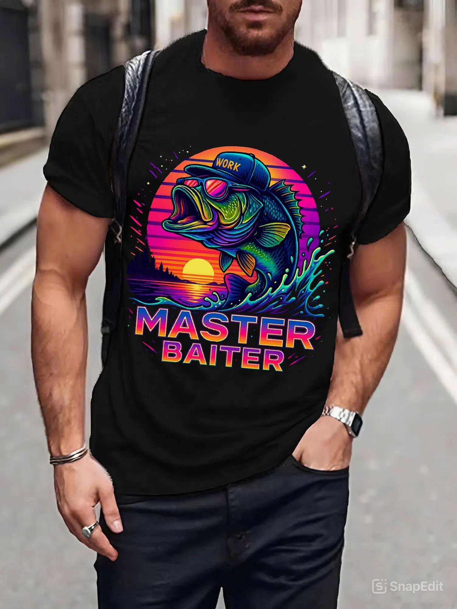 Colorful Master Baiter Tee for Men – Funny Fishing Shirt for Summer