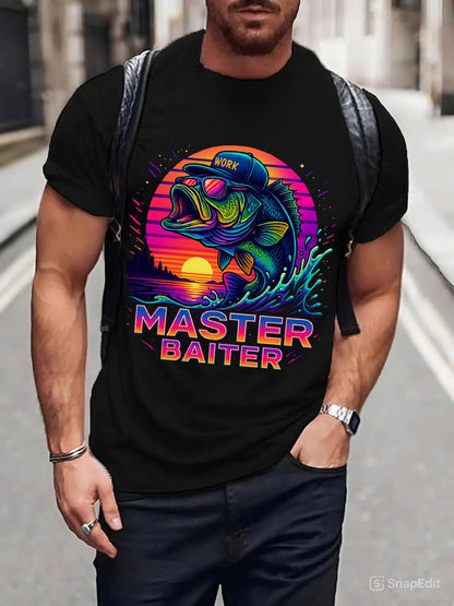 Colorful Master Baiter Tee for Men – Funny Fishing Shirt for Summer