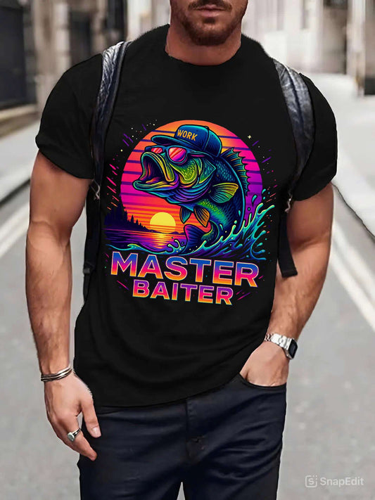 Colorful Master Baiter Tee for Men – Funny Fishing Shirt for Summer