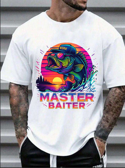 Colorful Master Baiter Tee for Men – Funny Fishing Shirt for Summer