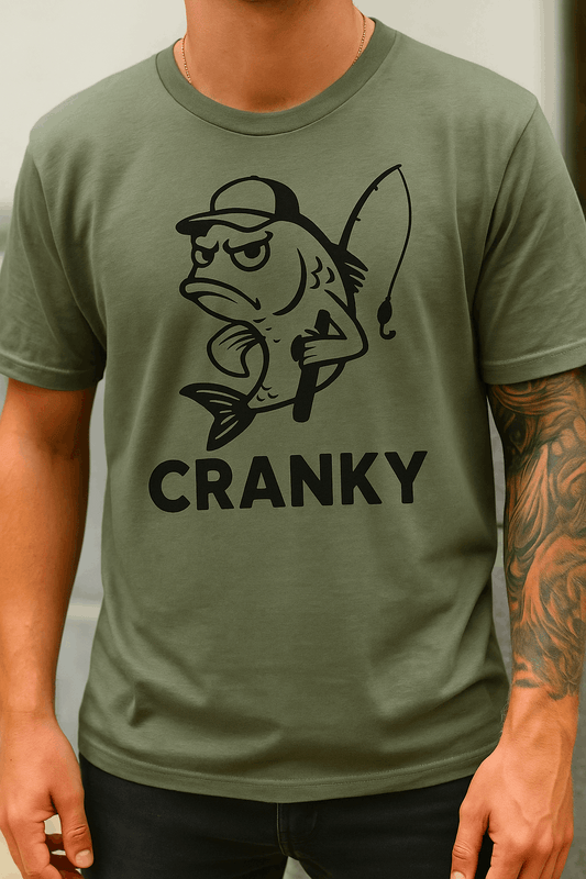Cranky Fish Graphic T-Shirt – Funny Angry Bass Fishing Tee for Men