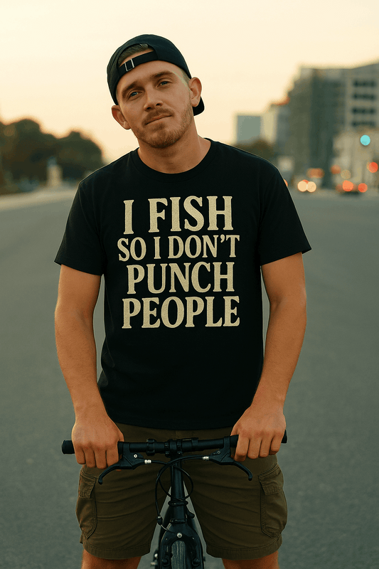 Funny Fishing T-Shirt – "I Fish So I Don’t Punch People" Unisex Tee