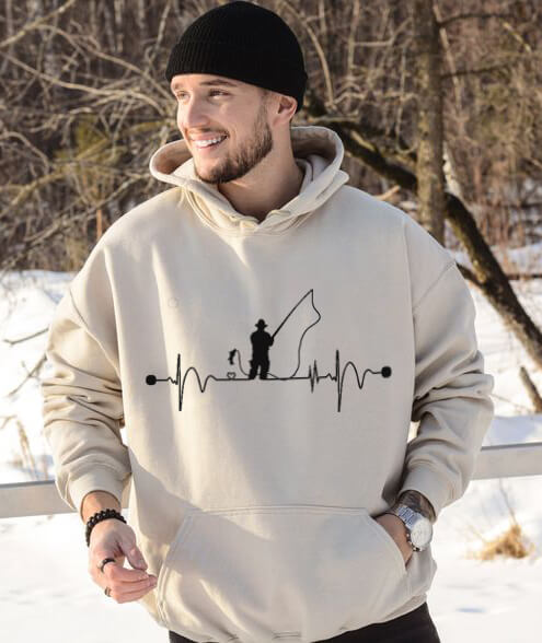 Men’s Fishing Heartbeat Hoodie – Cozy Gift for Anglers & Outdoor Lovers