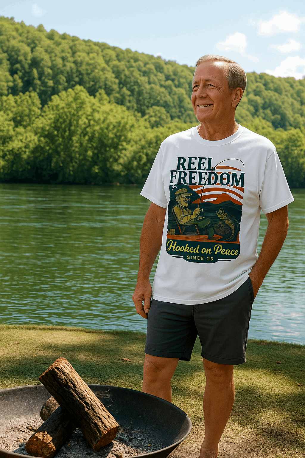 Reel Freedom Fishing Tee – Hooked on Peace
