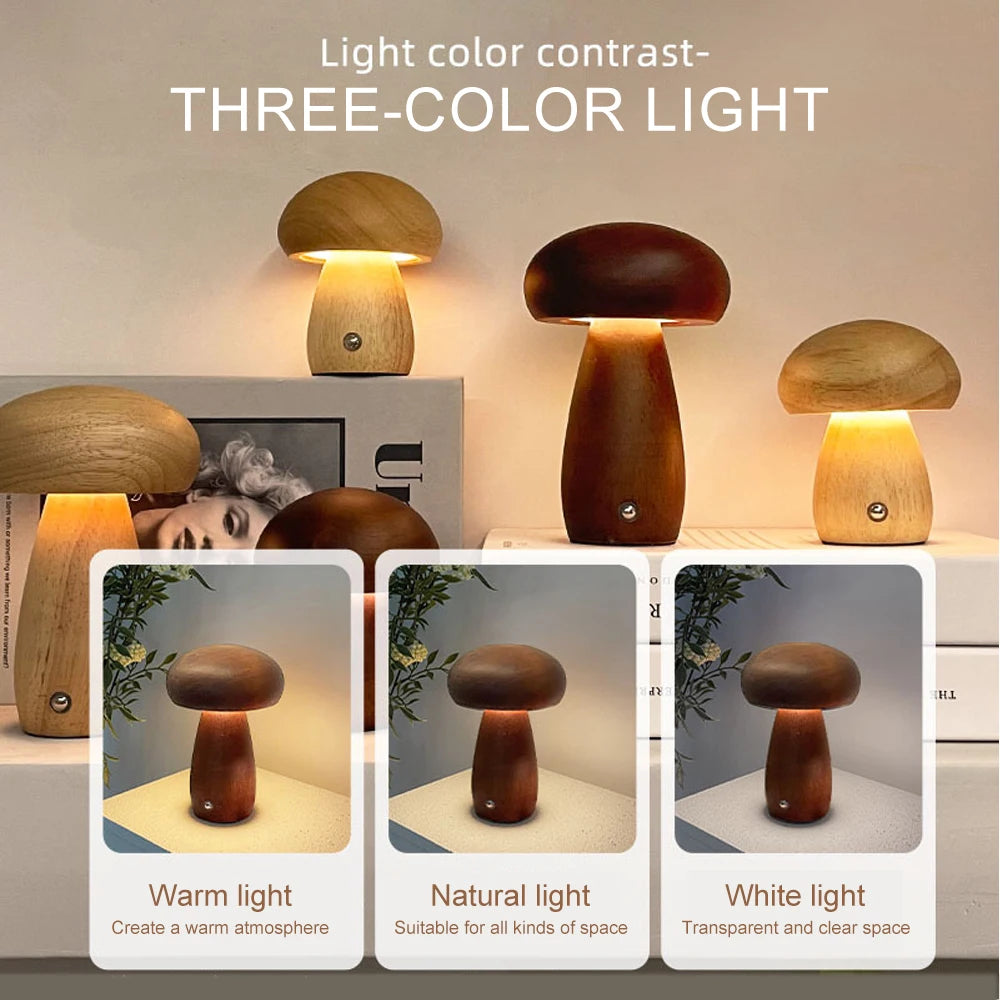 Wooden Mushroom Night Light