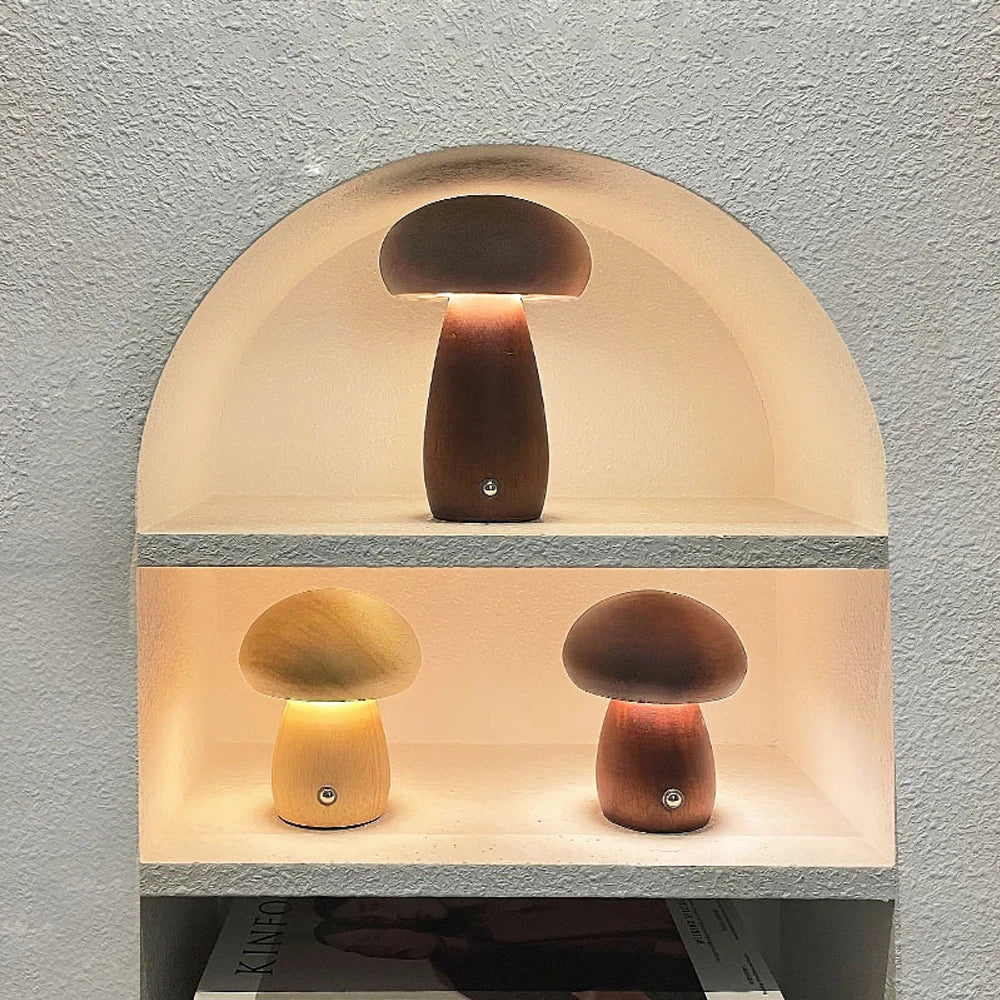 Wooden Mushroom Night Light