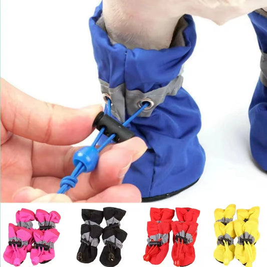 4Pcs Waterproof Anti-slip Pet Shoes for Dogs & Cats