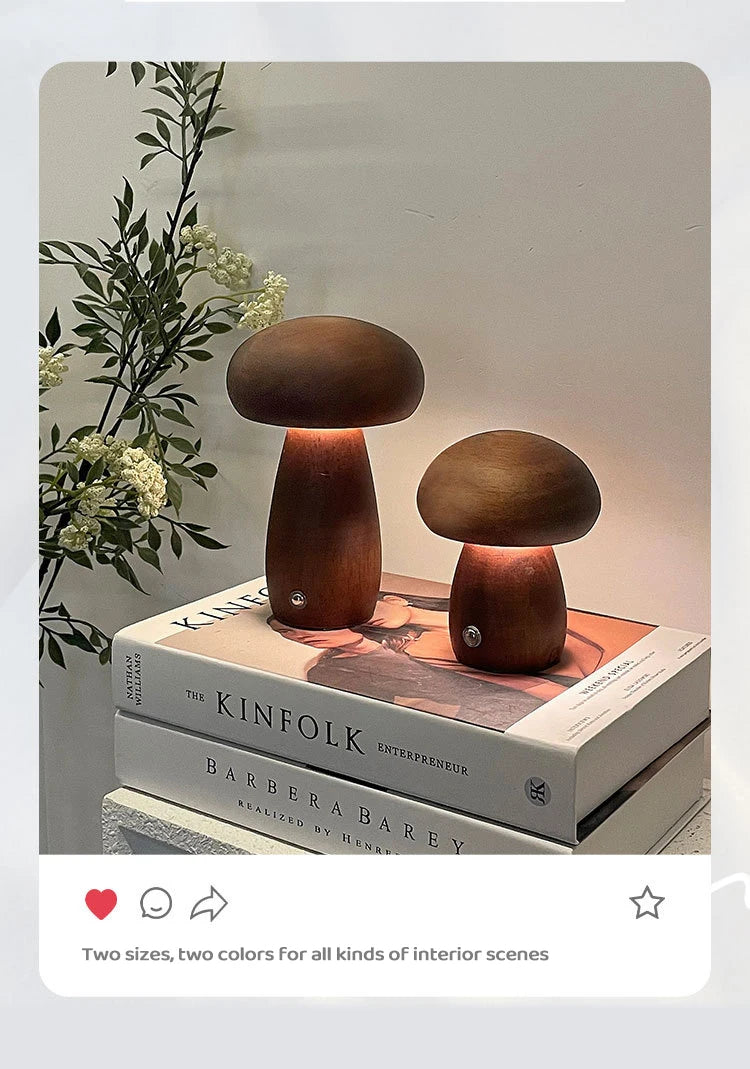 Wooden Mushroom Night Light