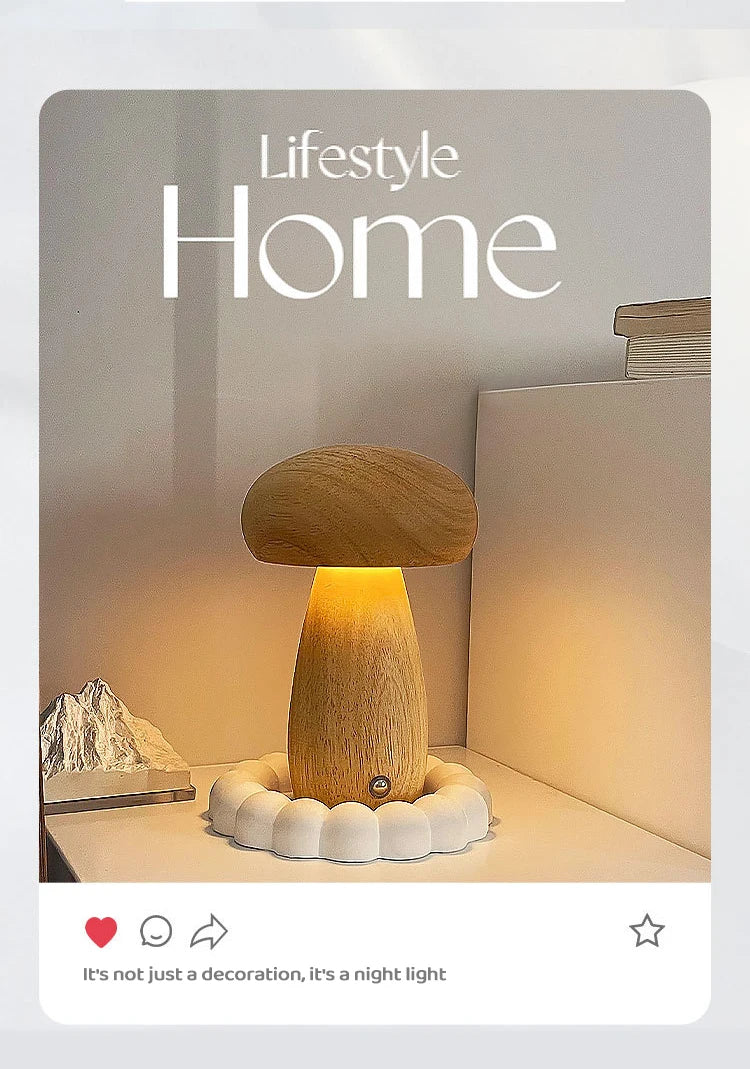 Wooden Mushroom Night Light