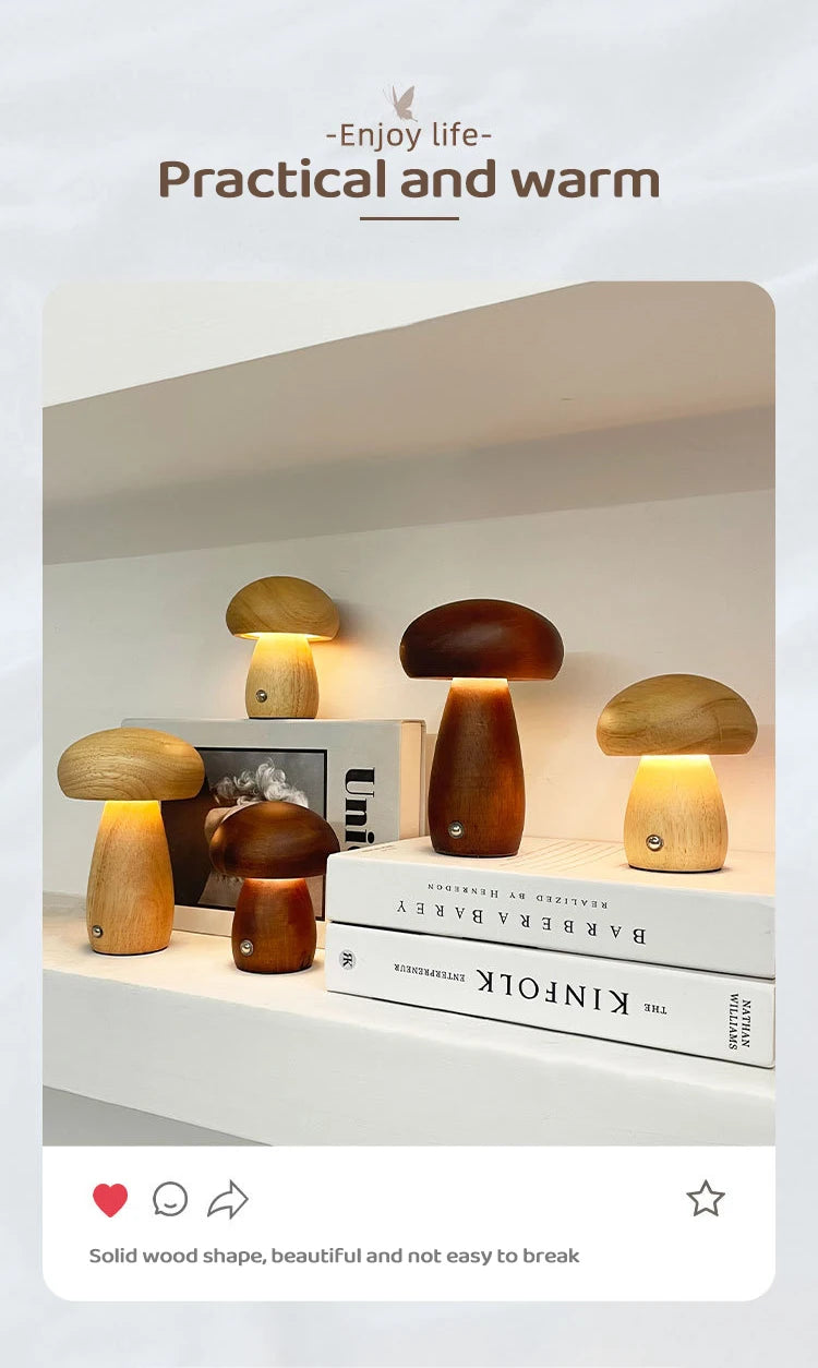 Wooden Mushroom Night Light