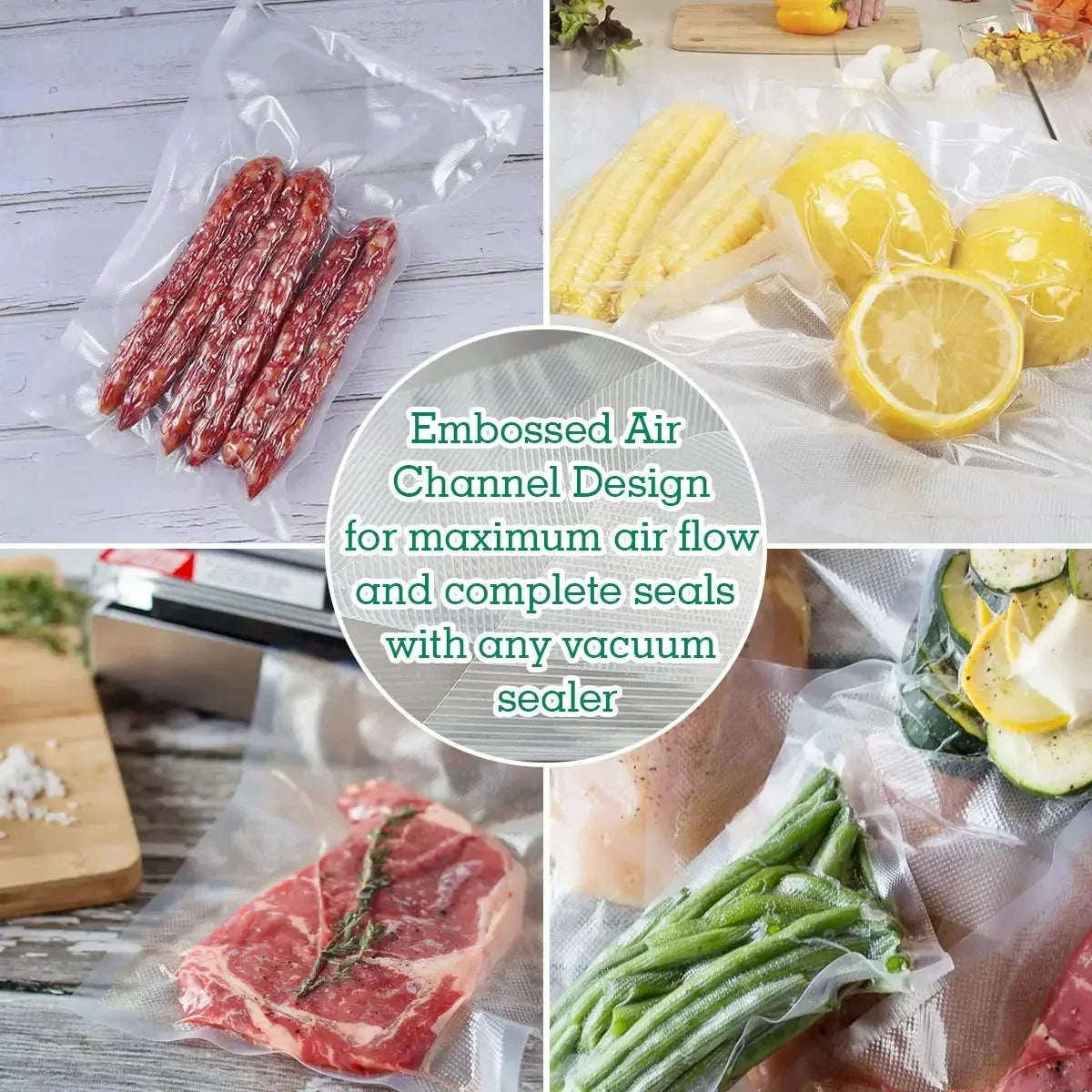 Vacuum Bags for Food Sealer - Reusable & Dishwasher Safe