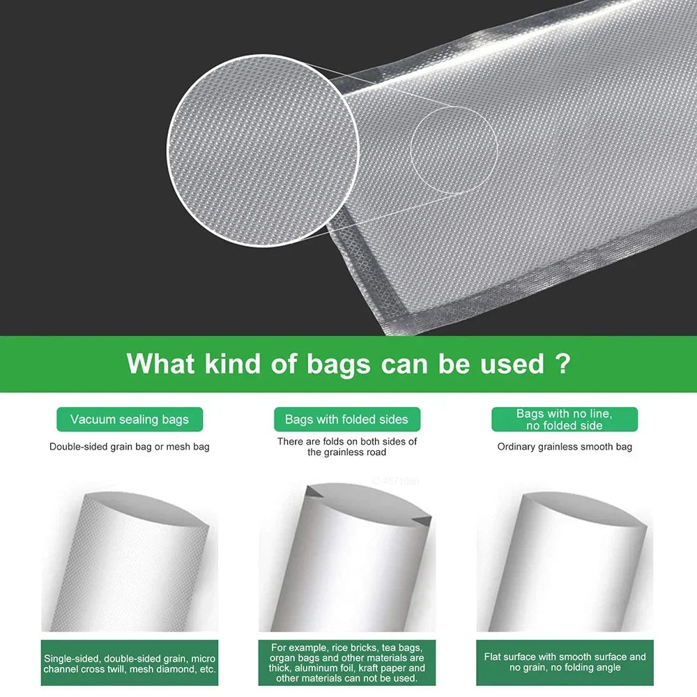 Vacuum Bags for Food Sealer - Reusable & Dishwasher Safe