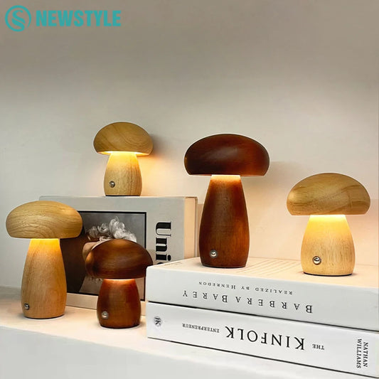 Wooden Mushroom Night Light