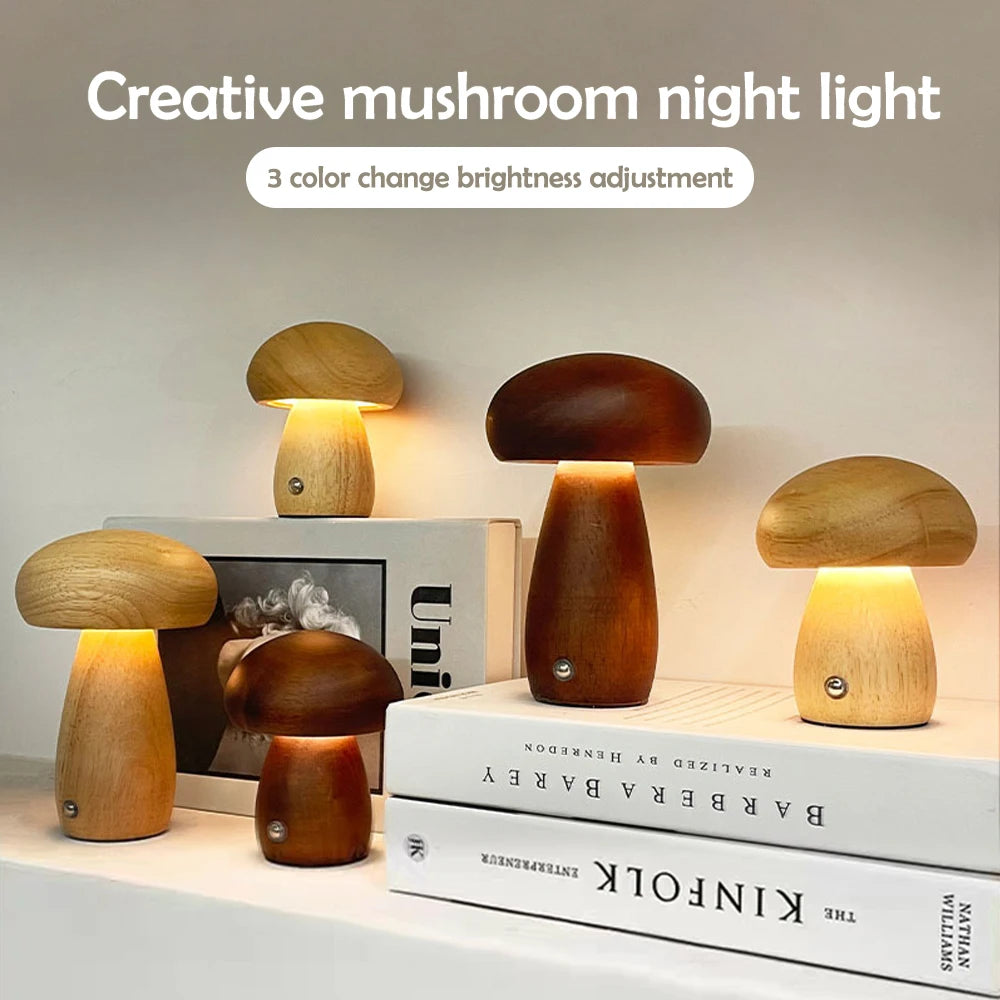 Wooden Mushroom Night Light