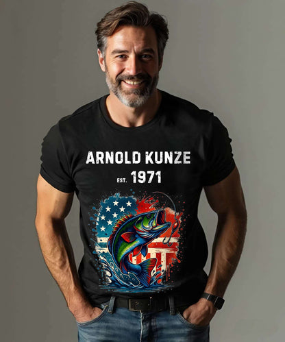 Custom Fishing & Freedom T-Shirt – Personalized Patriotic Tee for Anglers & Outdoor Lovers